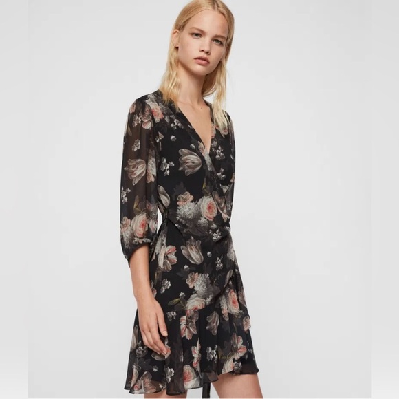 All Saints | Jade Eden Wrap Dress - Picture 1 of 12